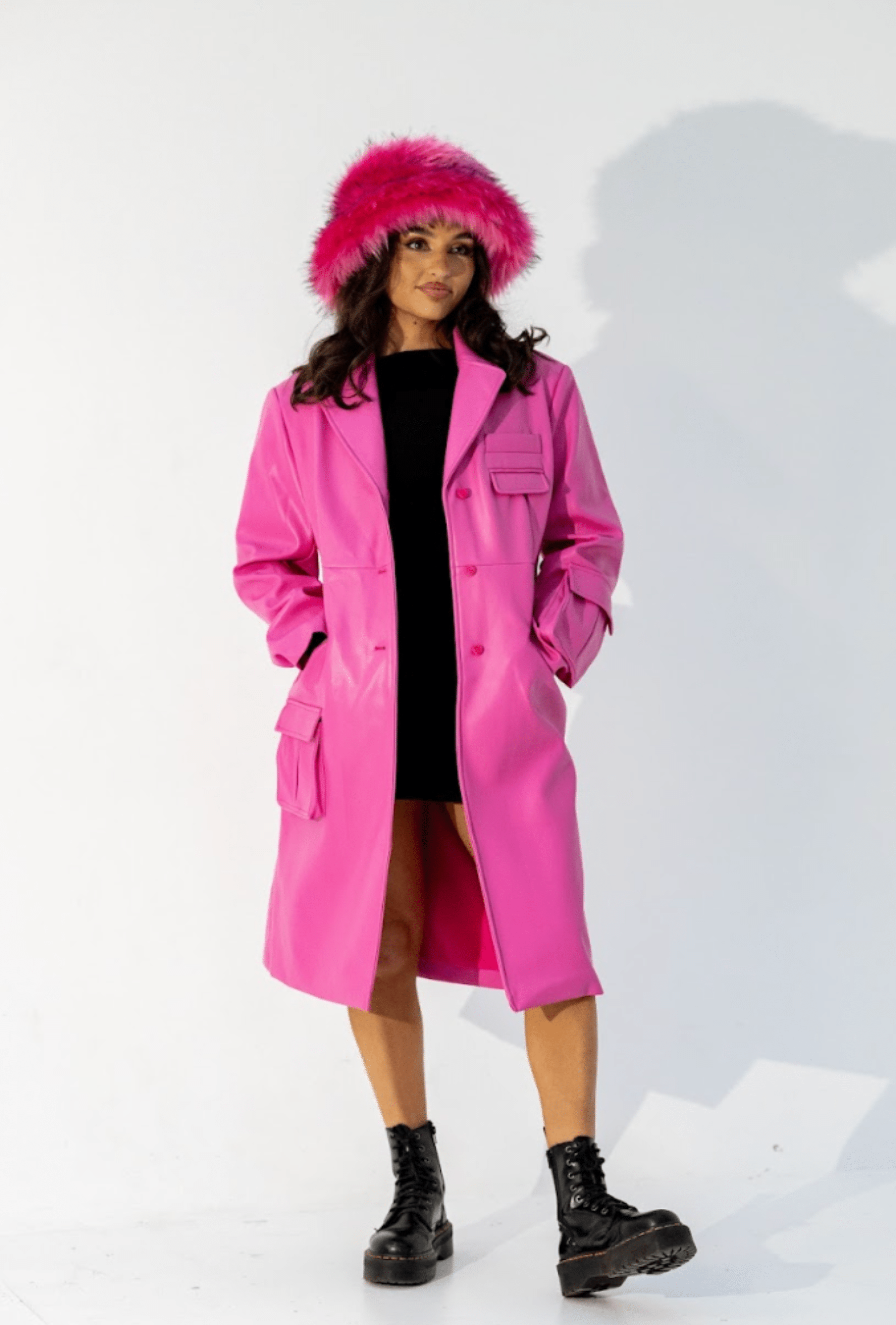 Hot pink top trench coat