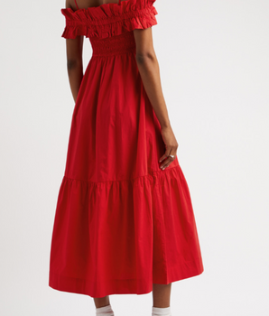 Ganni - Red Poplin Dress